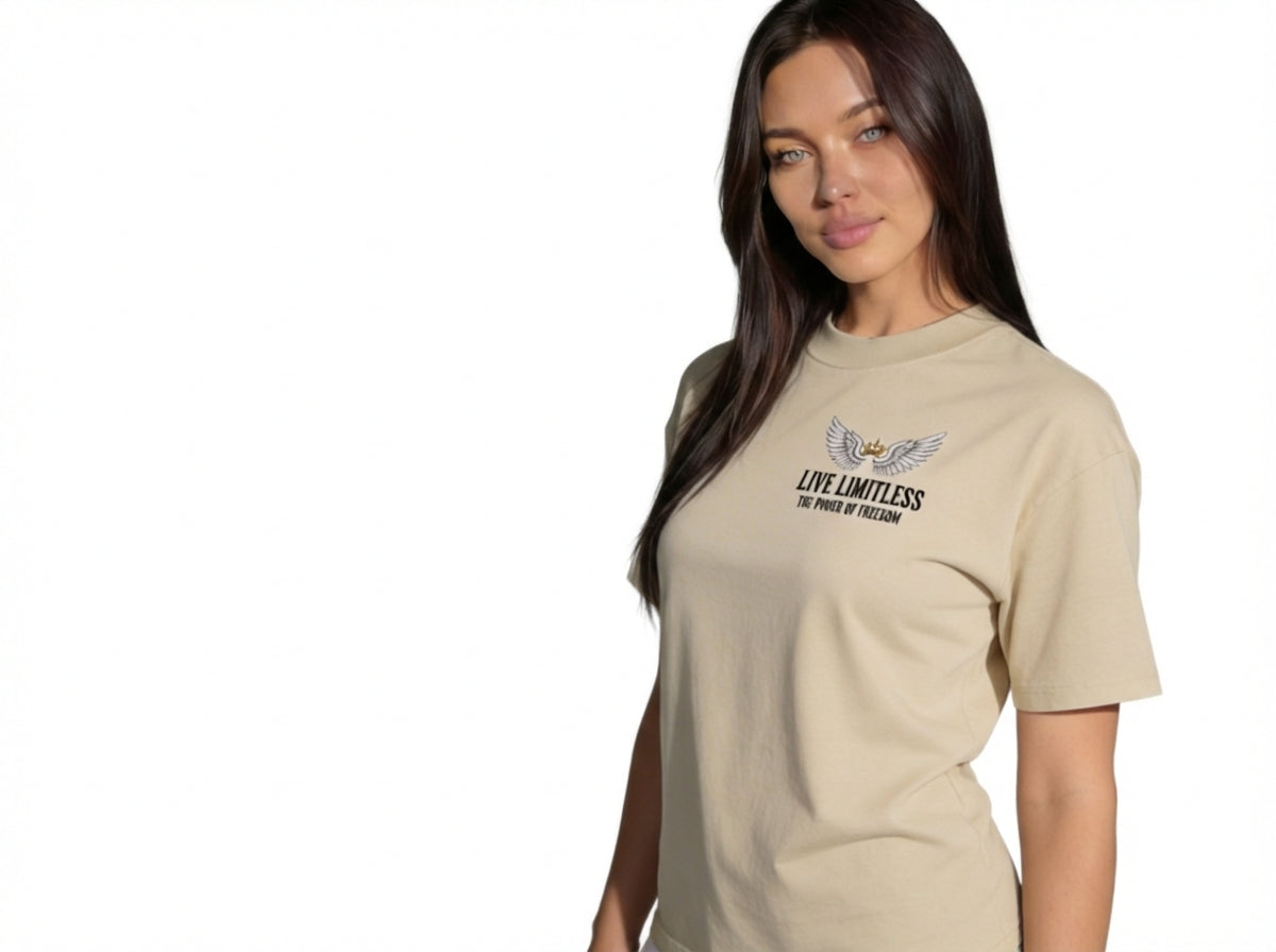 Unisex oversized high neck t-shirt Baige