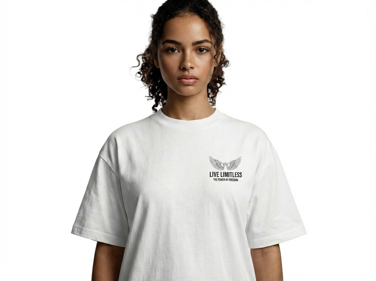 Unisex  oversized high neck t-shirt White