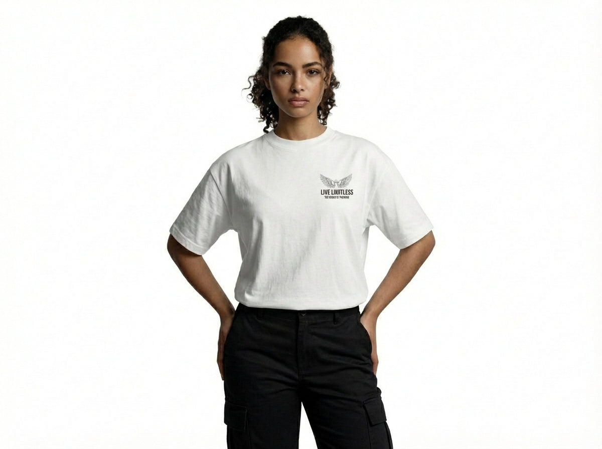 Unisex  oversized high neck t-shirt White