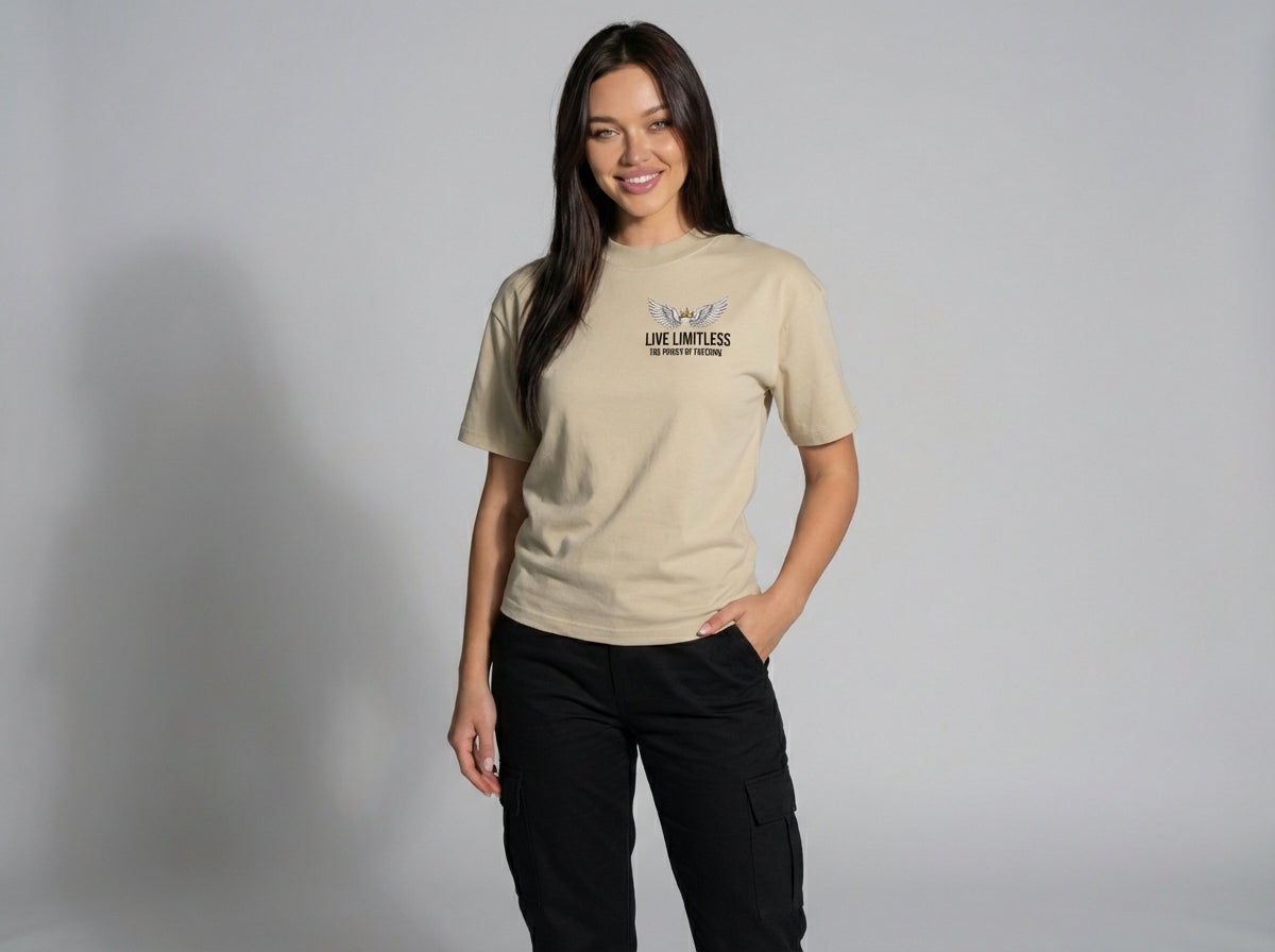 Unisex oversized high neck t-shirt Baige